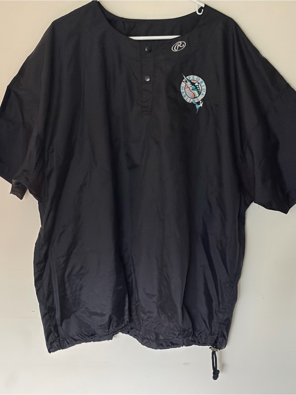 Rawlings Black Miami Marlins Pullover Windshirt/Cage Jacket